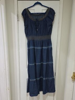 Boho Indigo Tiered Maxi Dress - Blue